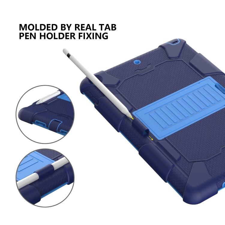 For iPad 10.2 Shockproof Two-Color Silicone Protection Case with Holder & Pen Slot(Dark Blue+Blue) - free shipping - PMC TechLife - Order now!