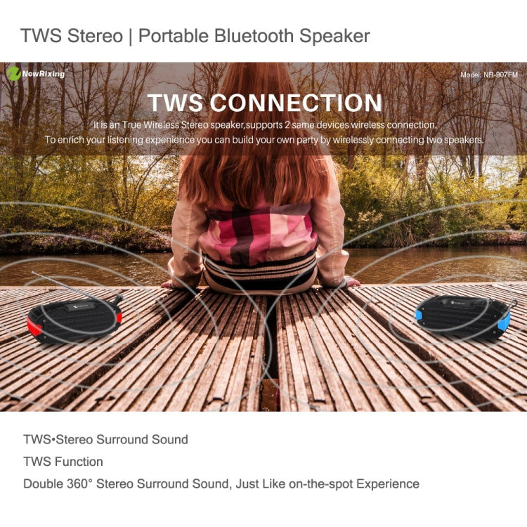 New Rixing NR907 Portable Stereo Surround Soundbar Bluetooth Speaker with Microphone, Support TF Card FM(Red) - free shipping - PMC TechLife - Order now!