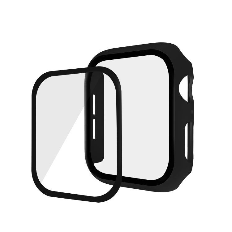 ENKAY Hat-prince Full Coverage PC Case + Tempered Glass Protector for Apple Watch Series 5 / 4 44mm(Black) - Watch Cases by ENKAY | Online Shopping South Africa | PMC TechLife | Buy Now Pay Later Mobicred