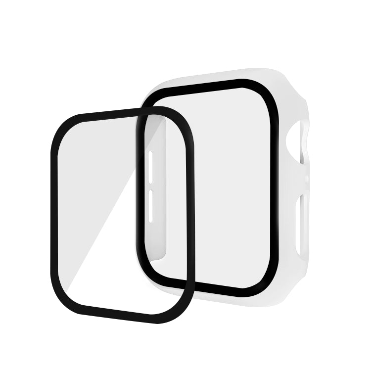 ENKAY Hat-prince Full Coverage PC Case + Tempered Glass Protector for Apple Watch Series 5 / 4 44mm(White) - Watch Cases by ENKAY | Online Shopping South Africa | PMC TechLife | Buy Now Pay Later Mobicred
