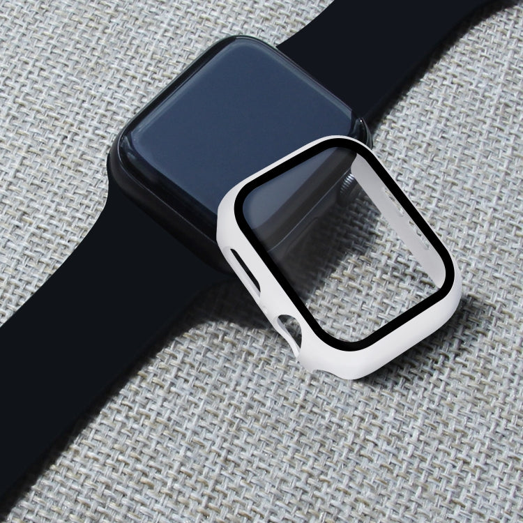 ENKAY Hat-prince Full Coverage PC Case + Tempered Glass Protector for Apple Watch Series 5 / 4 44mm(White) - Watch Cases by ENKAY | Online Shopping South Africa | PMC TechLife | Buy Now Pay Later Mobicred