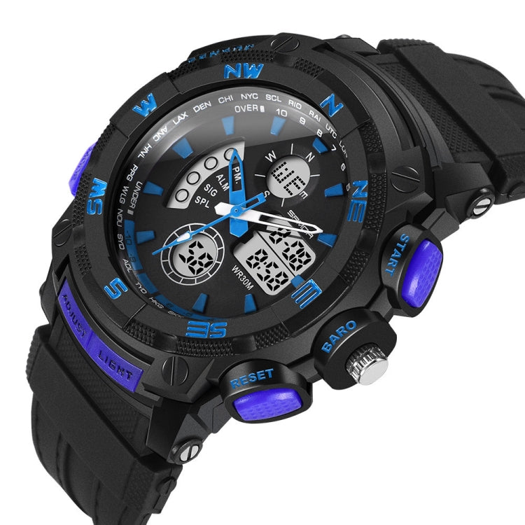 SANDA 775 Watch Male Electronic Watch Adult Middle School Students Youth Multi Functional Sports Water Proof Trend Double Watch(Blue) - Sport Watches by SANDA | Online Shopping South Africa | PMC Jewellery | Buy Now Pay Later Mobicred