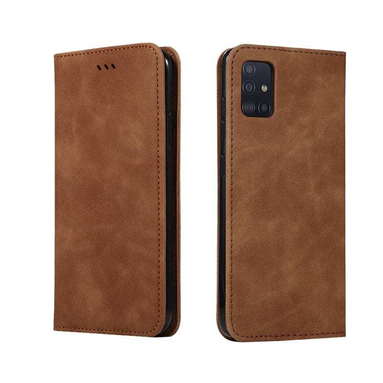 For Galaxy A51 Retro Skin Feel Business Magnetic Horizontal Flip Leather Case(Brown) - free shipping - PMC TechLife - Order now!
