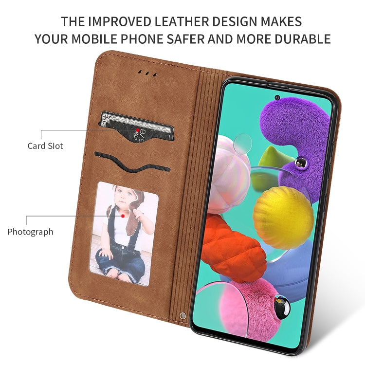 For Galaxy A51 Retro Skin Feel Business Magnetic Horizontal Flip Leather Case(Brown) - free shipping - PMC TechLife - Order now!