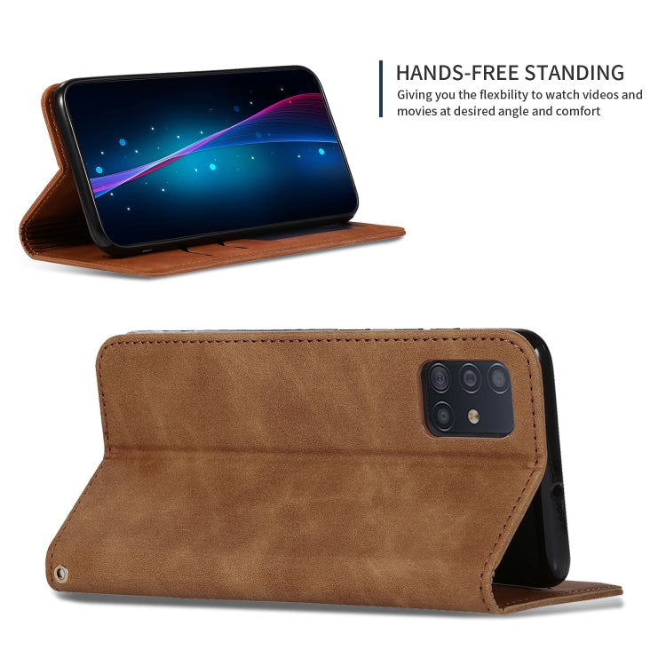 For Galaxy A51 Retro Skin Feel Business Magnetic Horizontal Flip Leather Case(Brown) - free shipping - PMC TechLife - Order now!