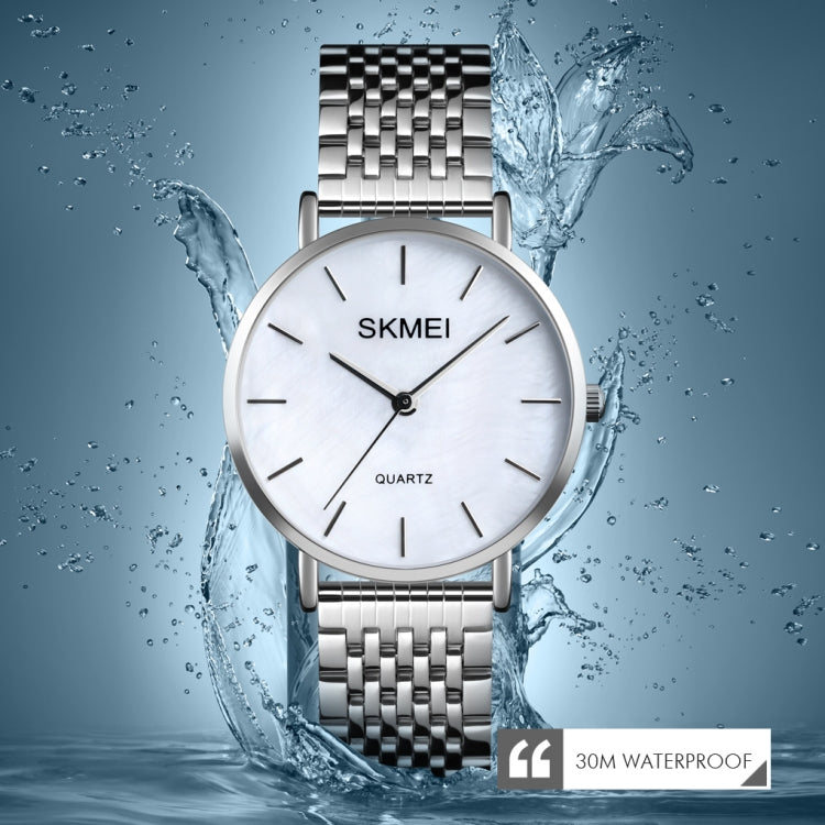 Skmei 1567 Light And Thin Leisure Simple 30m Waterproof Shell Dial Women Steel Band Quartz Watch(Silvery) - Alloy Watches by SKMEI | Online Shopping South Africa | PMC Jewellery | Buy Now Pay Later Mobicred