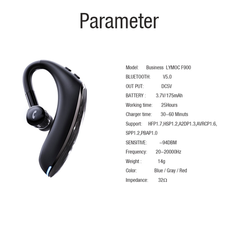 F900 Mini Earhook 180�� Freely Rotating Wireless Bluetooth 5.0 Earphone Car Handsfree Call Headphone(Black Gray) - Bluetooth Earphone by PMC TechLife | Online Shopping South Africa | PMC TechLife