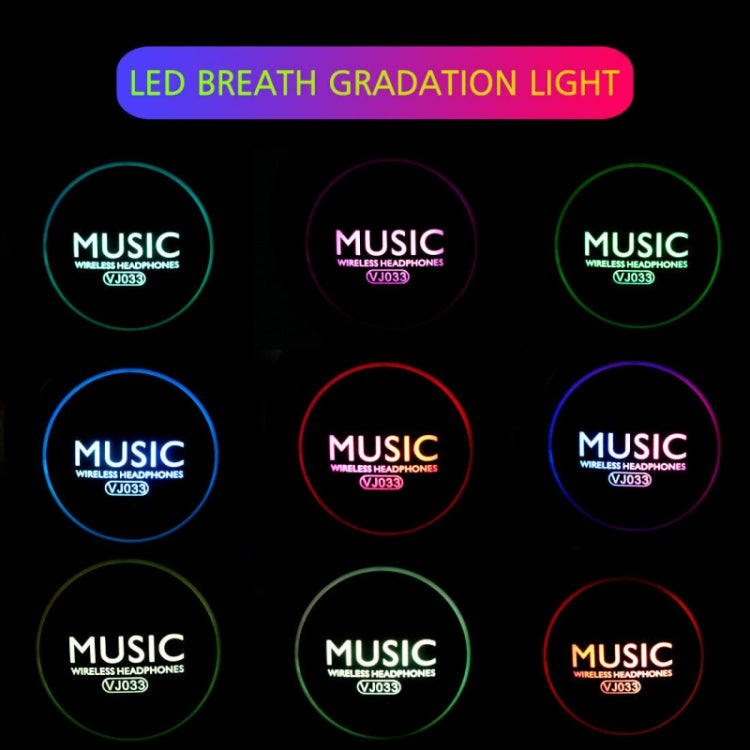 VJ033 Multi-function Upgrade Bluetooth 5.0 Headset Stereo Wireless LED Microphone FM Radio Headset(Black) - Headset & Headphone by PMC TechLife | Online Shopping South Africa | PMC TechLife