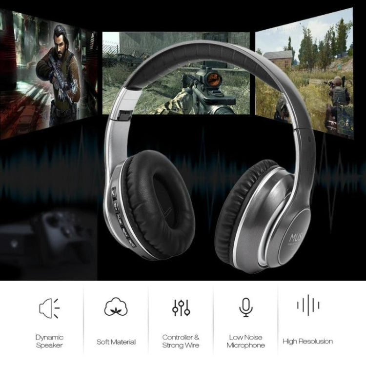 VJ033 Multi-function Upgrade Bluetooth 5.0 Headset Stereo Wireless LED Microphone FM Radio Headset(Red) - Headset & Headphone by PMC TechLife | Online Shopping South Africa | PMC TechLife