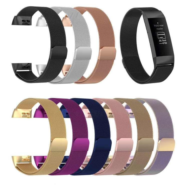 Stainless Steel Magnet Watch Band for FITBIT Charge 4 / 3, Large Size: 210x18mm(Silver) - Watch Bands by PMC TechLife | Online Shopping South Africa | PMC TechLife | Buy Now Pay Later Mobicred