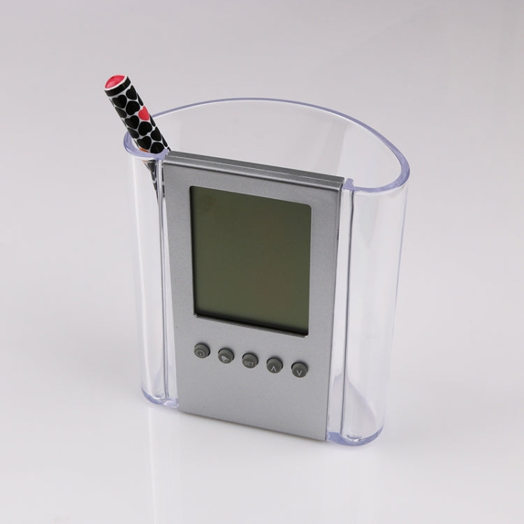 Transparent Desk Clock Pencil Holder Removable Desktop Table Digital Clock - Wall Clock by PMC TechLife | Online Shopping South Africa | PMC TechLife | Buy Now Pay Later Mobicred
