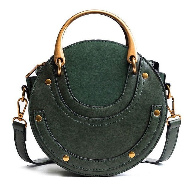 Circular Scrub PU Leather Women Bags Retro Handbag Shoulder Mini Bag(Green) - Handbags by PMC TechLife | Online Shopping South Africa | PMC TechLife | Buy Now Pay Later Mobicred