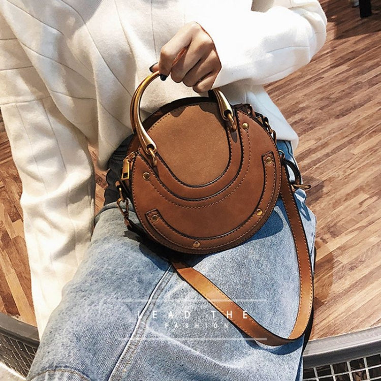 Circular Scrub PU Leather Women Bags Retro Handbag Shoulder Mini Bag(Green) - Handbags by PMC TechLife | Online Shopping South Africa | PMC TechLife | Buy Now Pay Later Mobicred