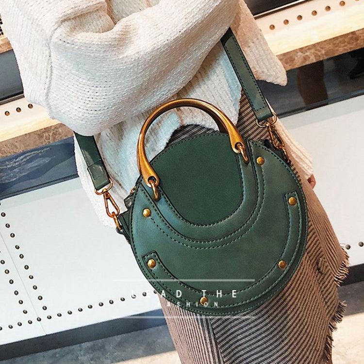 Circular Scrub PU Leather Women Bags Retro Handbag Shoulder Mini Bag(Green) - Handbags by PMC TechLife | Online Shopping South Africa | PMC TechLife | Buy Now Pay Later Mobicred