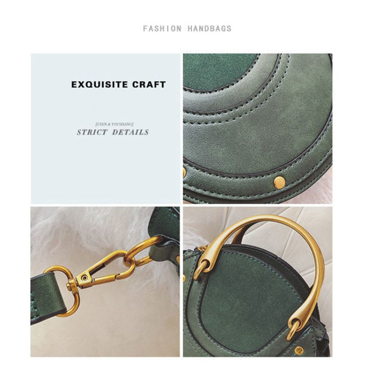 Circular Scrub PU Leather Women Bags Retro Handbag Shoulder Mini Bag(Green) - Handbags by PMC TechLife | Online Shopping South Africa | PMC TechLife | Buy Now Pay Later Mobicred