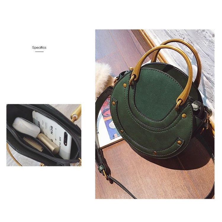 Circular Scrub PU Leather Women Bags Retro Handbag Shoulder Mini Bag(Green) - Handbags by PMC TechLife | Online Shopping South Africa | PMC TechLife | Buy Now Pay Later Mobicred