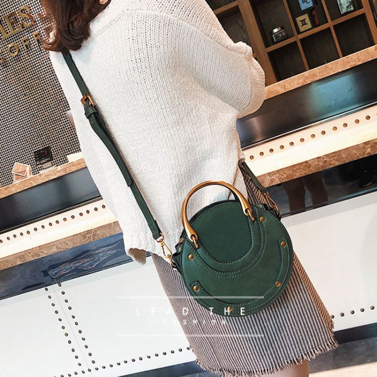Circular Scrub PU Leather Women Bags Retro Handbag Shoulder Mini Bag(Green) - Handbags by PMC TechLife | Online Shopping South Africa | PMC TechLife | Buy Now Pay Later Mobicred
