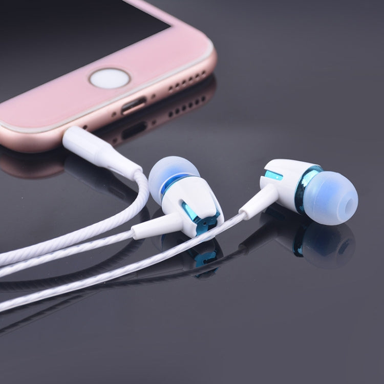 3.5mm Wired Earphone Earbuds Stereo Sound Metal Bass Headset with Mic for Smart Phone(Blue) - In Ear Wired Earphone by PMC Jewellery | Online Shopping South Africa | PMC Jewellery