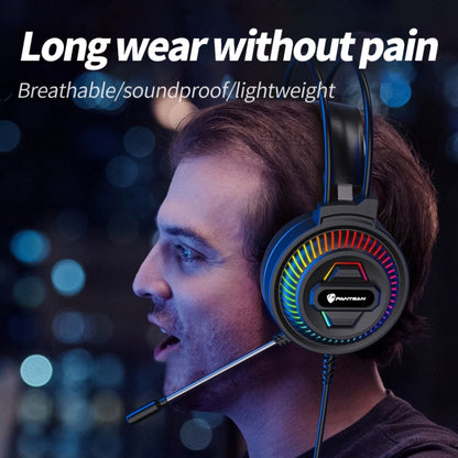 PANTSAN PSH-400 USB Computer Head-Mounted Luminous RGB Wired Headset, Specification:3.5mm Black - Multimedia Headset by PANTSAN | Online Shopping South Africa | PMC Jewellery