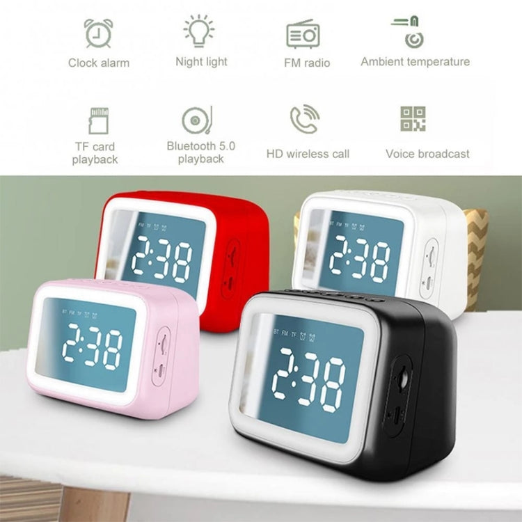 AEC BT-511 Mini LED HD Mirror Bluetooth Speaker, Support 32GB TF Card & 3.5mm AUX & Dual Alarm Clock & Real-time Temperature & Hands-free Calling(White) - free shipping - PMC TechLife - Order now!