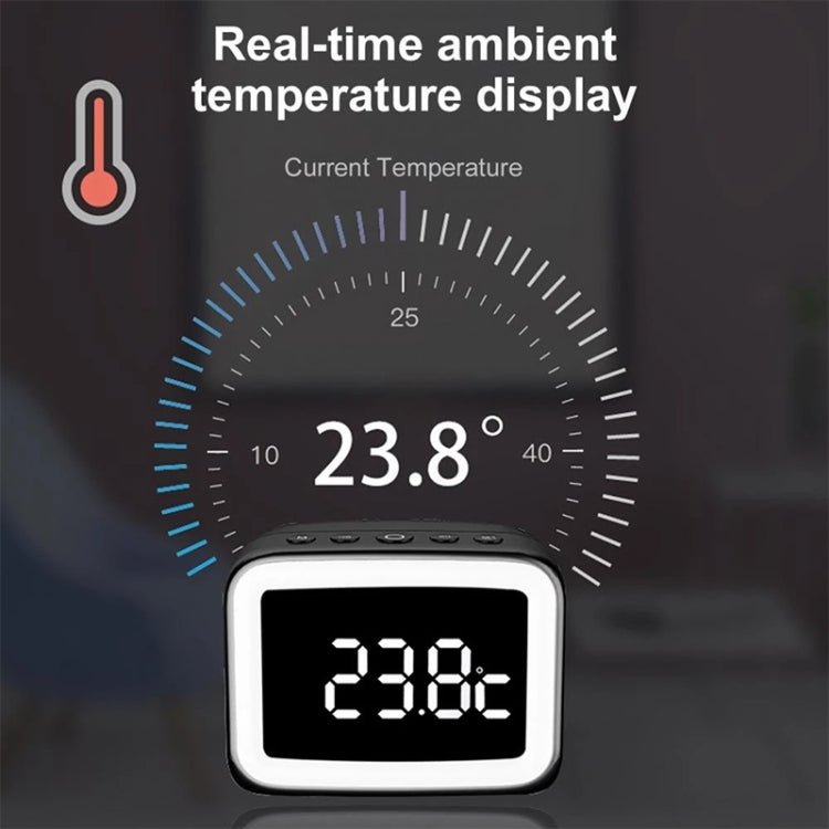 AEC BT-511 Mini LED HD Mirror Bluetooth Speaker, Support 32GB TF Card & 3.5mm AUX & Dual Alarm Clock & Real-time Temperature & Hands-free Calling(White) - free shipping - PMC TechLife - Order now!