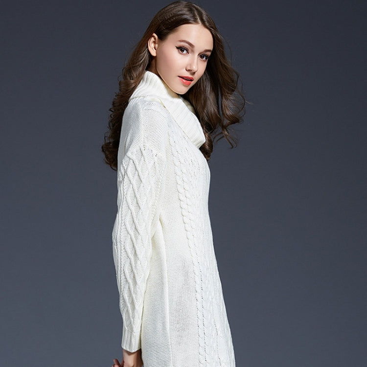 Autumn And Winter Knitwear Dresses Long Turtleneck Sweater For Women, Size: XXL(White) - Sweater by PMC Jewellery | Online Shopping South Africa | PMC Jewellery