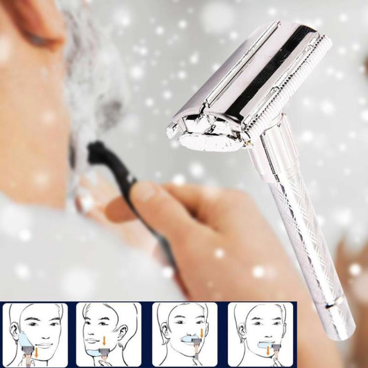 2 PCS Adjustable Safety Classic Stainless Steel Razor Men Safety Double Edge Blade Shaving - Manual Razor by PMC Jewellery | Online Shopping South Africa | PMC Jewellery