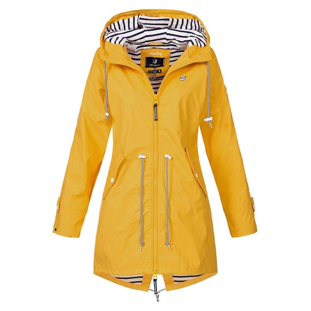 Women Waterproof Rain Jacket Hooded Raincoat, Size:S(Yellow) - Hoodie by PMC Jewellery | Online Shopping South Africa | PMC Jewellery