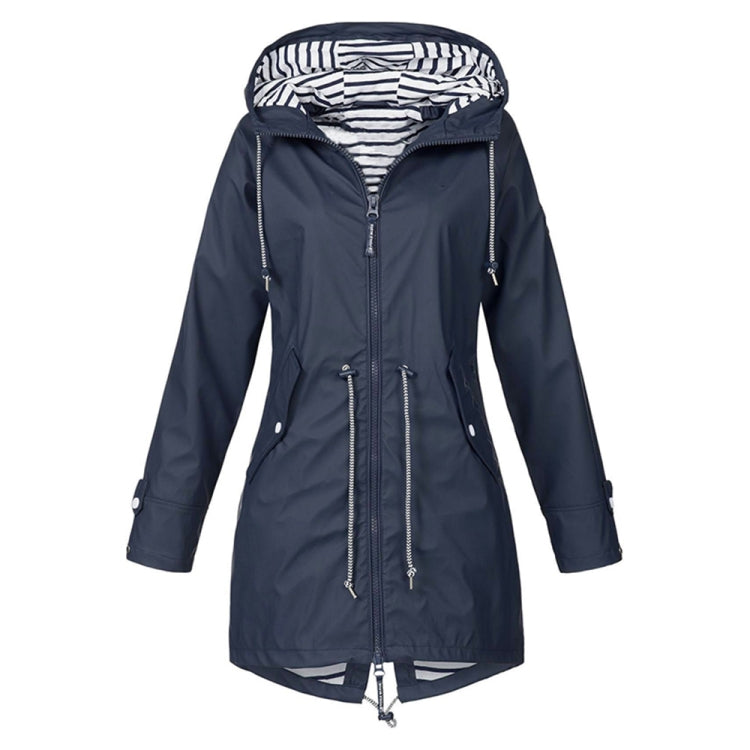 Women Waterproof Rain Jacket Hooded Raincoat, Size:M(Navy Blue) - Hoodie by PMC Jewellery | Online Shopping South Africa | PMC Jewellery