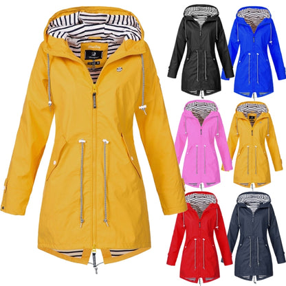 Women Waterproof Rain Jacket Hooded Raincoat, Size:M(Blue) - Hoodie by PMC Jewellery | Online Shopping South Africa | PMC Jewellery