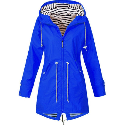 Women Waterproof Rain Jacket Hooded Raincoat, Size:XL(Blue) - Hoodie by PMC Jewellery | Online Shopping South Africa | PMC Jewellery