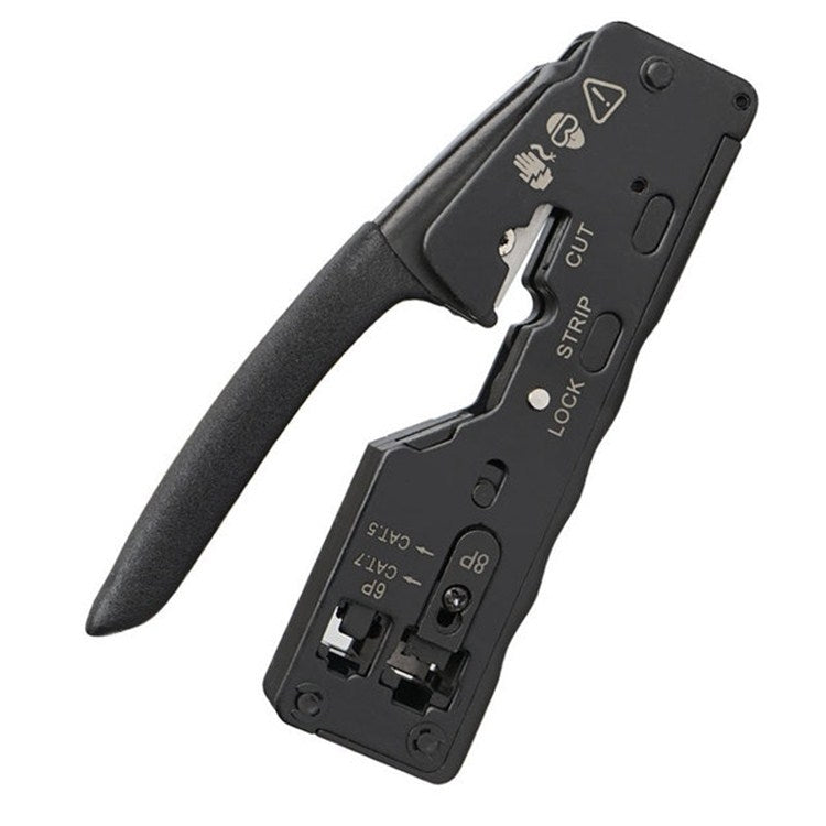Multifunctional Seven-type Through-hole Crystal Head 6P8P Wire Stripping Network Tool Extrusion Crimping Wire Network Cable Pliers - Lan Cable and Tools by PMC TechLife | Online Shopping South Africa | PMC TechLife