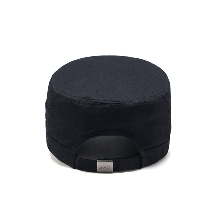 Men Washed Distress Bamboo Cotton Cloth Cap Large Mesh Flat Cap(Navy) - Peaked Cap by PMC Jewellery | Online Shopping South Africa | PMC Jewellery