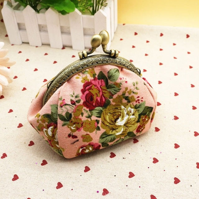 Retro Vintage Flower Small Lady Wallet Hasp Purse Clutch Bag(Pink) - Wallets by PMC TechLife | Online Shopping South Africa | PMC TechLife | Buy Now Pay Later Mobicred