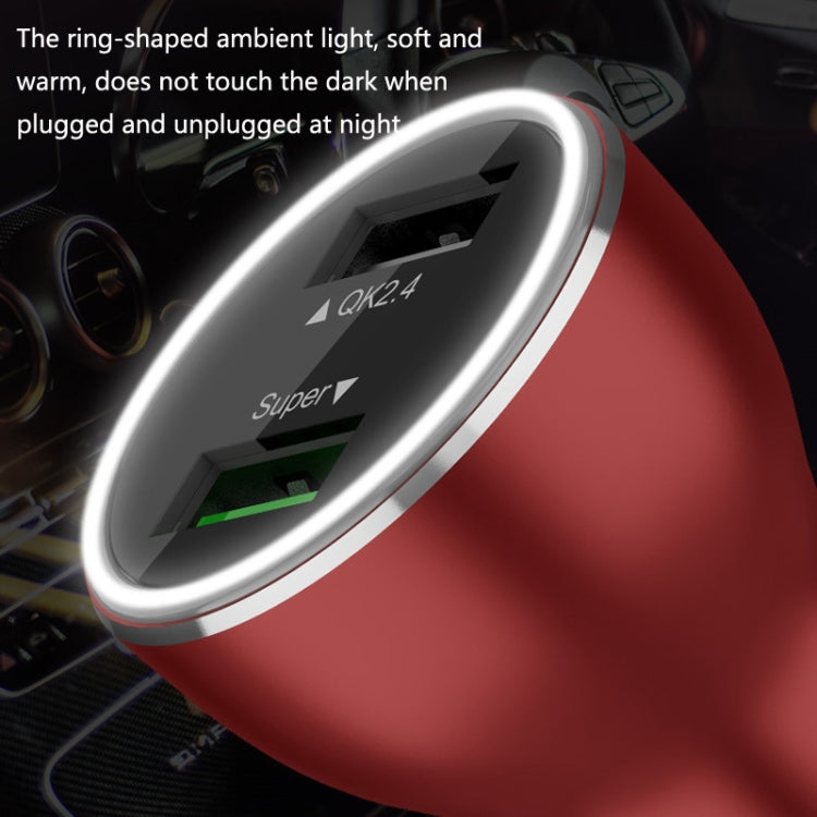 QIAKEY QK506L Dual Ports Fast Charge Car Charger(Red) - free shipping - PMC TechLife - Order now!