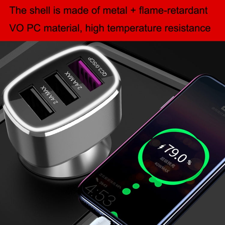 QIAKEY GT780 3 USB Ports Fast Charge Car Charger(Gray) - free shipping - PMC TechLife - Order now!