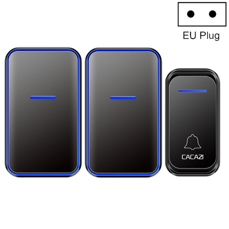 CACAZI A68-2 One to Two Wireless Remote Control Electronic Doorbell Home Smart Digital Wireless Doorbell, Style:EU Plug(Black) - Wireless Doorbell by CACAZI | Online Shopping South Africa | PMC Jewellery | Buy Now Pay Later Mobicred