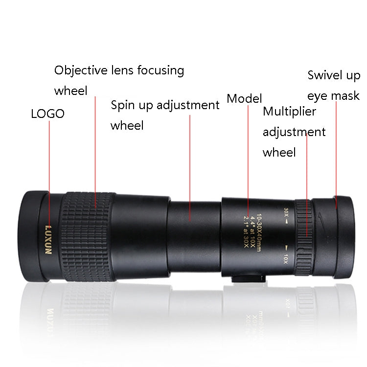 LUXUN 10-30x40 Single-Cylinder HD High-Power Telescope Mobile Phone Mini Telescope(Telescope & Phone Clip & Tripod) - Telescope & Microscope by LUXUN | Online Shopping South Africa | PMC Jewellery