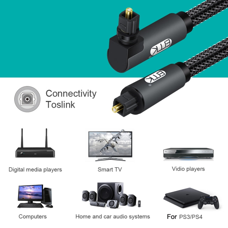 EMK 90 Degree Swivel Adjustable Right Angled 360 Degrees Rotatable Plug Nylon Woven Mesh Optical Audio Cable, Cable Length:2m(Black) - Audio Optical Cables by EMK | Online Shopping South Africa | PMC TechLife | Buy Now Pay Later Mobicred