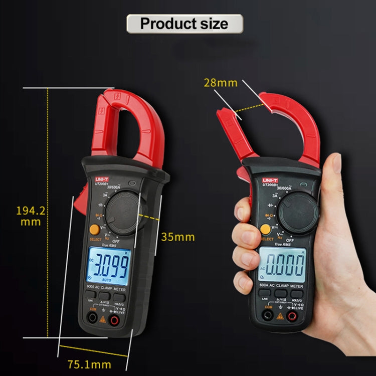 UNI-T  UT200A+ 400A Digital Clamp Multimeter AC/DC Voltage Detector Frequency Resistance Tester - free shipping - PMC TechLife - Order now!