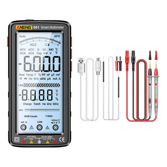 ANENG 681 LCD Digital Display Screen Smart Automatic Range Rechargeable Multimeter(Black) - Digital Multimeter by ANENG | Online Shopping South Africa | PMC Jewellery | Buy Now Pay Later Mobicred