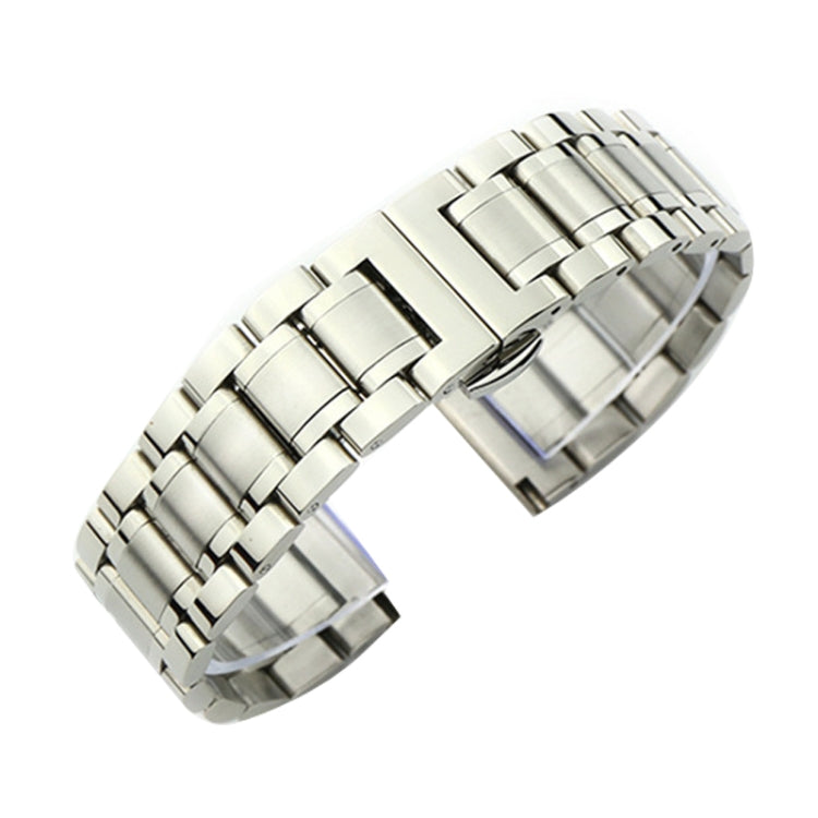 18mm Steel Bracelet Butterfly Buckle Five Beads Unisex Stainless Steel Solid Watch Strap, Color:Silver - Watch Bands by PMC Jewellery | Online Shopping South Africa | PMC Jewellery