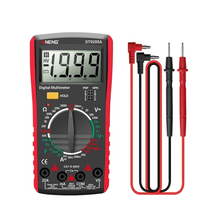 ANENG Automatic High-Precision Intelligent Digital Multimeter, Model:DT9205A HOLD Key(Red) - free shipping - PMC TechLife - Order now!