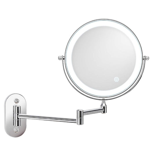 8 Inch Wall-Mounted Double-Sided Makeup Mirror LED Three-Tone Light Bathroom Mirror, Colour:USB Charging Matte Gold(Five Times Magnification) - Mirror by PMC Jewellery | Online Shopping South Africa | PMC Jewellery