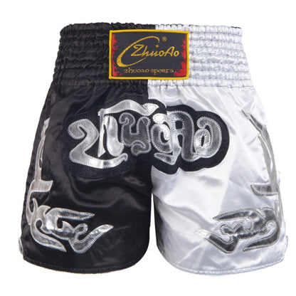 ZhuoAo Muay Thai/Boxing/Sanshou/Fighting Shorts for Men and Women, Size:XL(Classic Black White) - Sportswear by ZhuoAo | Online Shopping South Africa | PMC Jewellery