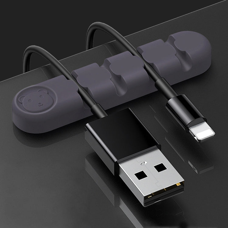 5 PCS 4 Holes Bear Silicone Desktop Data Cable Organizing And Fixing Device(Lavender Grey) - Cable Organizer by PMC TechLife | Online Shopping South Africa | PMC TechLife