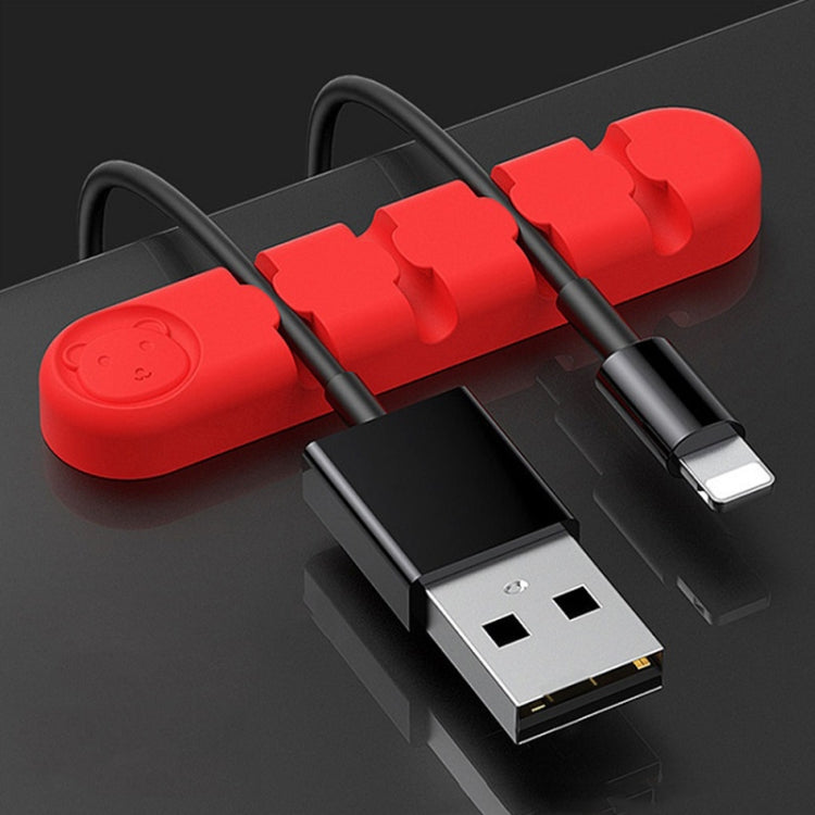 5 PCS 4 Holes Bear Silicone Desktop Data Cable Organizing And Fixing Device(Red) - Cable Organizer by PMC TechLife | Online Shopping South Africa | PMC TechLife