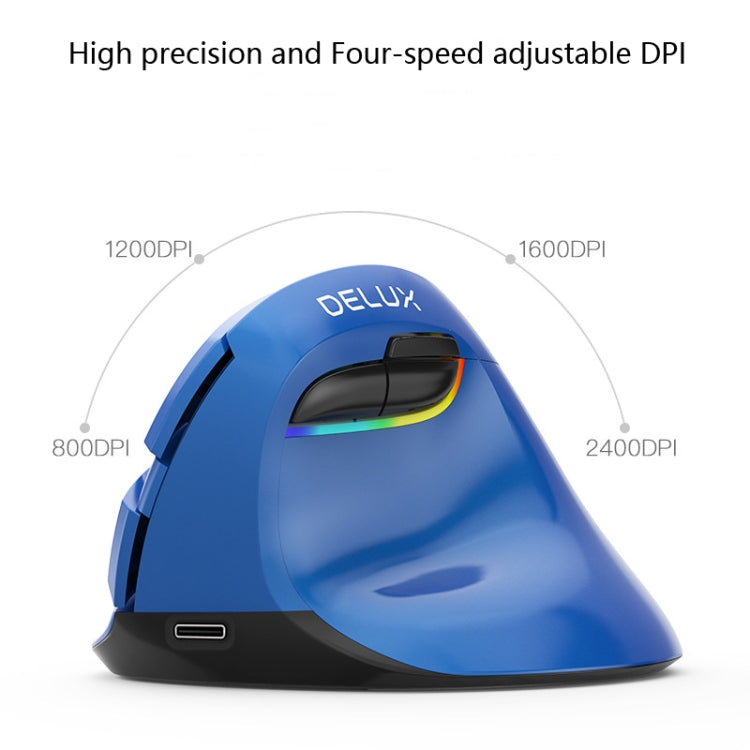 DELUX M618Mini Colorful Wireless Luminous Vertical Mouse Bluetooth Rechargeable Vertical Mouse(Classic black) - Wireless Mice by DELUX | Online Shopping South Africa | PMC TechLife | Buy Now Pay Later Mobicred