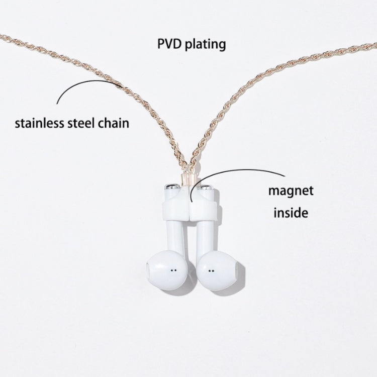 AIRPODS Wireless Headset Anti-lost Chain Strong Magnetic Sleeve Titanium Steel Stainless Steel Color Retention Anti-lost Necklace(Rose Gold) - Anti-lost & Holder by PMC Jewellery | Online Shopping South Africa | PMC Jewellery