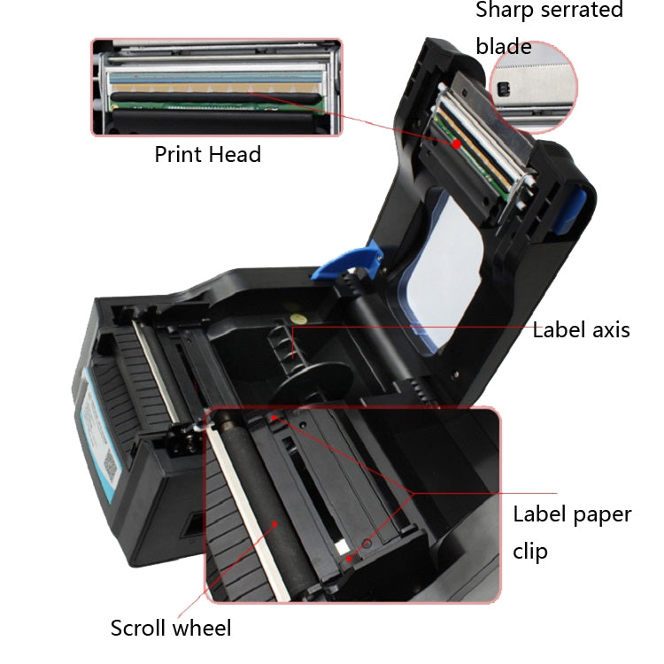 Xprinter XP-370B Barcode Printer Self-adhesive QR Code Printer Label Clothing Tag Thermal Ticket Machine(EU Plug) - Printer by Xprinter | Online Shopping South Africa | PMC Jewellery | Buy Now Pay Later Mobicred